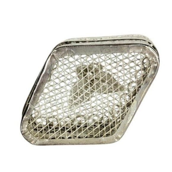 Vintage Ornate Silver Metal Mesh Rosette Jewelry Ring Proposal Trinket Gift Box - Picture 8 of 9